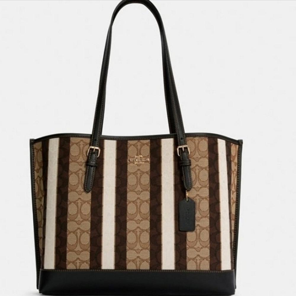 NWOT Coach Mollie Tote Bag 25 in Signature Jacquard With Stripes
